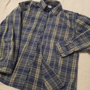 Ridgecut Shirt Mens Adult Large Blue Green Plaid Button Up Heavyweight Outdoors
